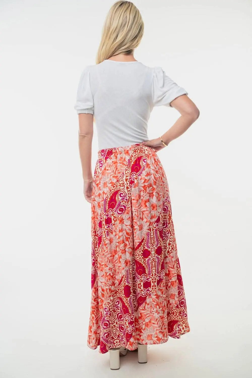 White Birch Full Size High Waisted Floral Woven Skirt - Love Salve